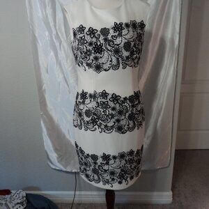 White with Black Patterned Dress